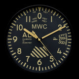 MWC Limited Edition Altimeter Wall Clock with Retro Subdued Dial and Silent Quartz Movement  with Sweep Second Hand (Size 22.5 cm / approx 9
