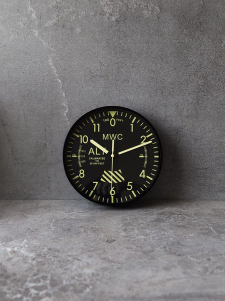 MWC Limited Edition Altimeter Wall Clock with High Visibility Dial, Sweep Second Hand and a Silent Quartz Movement (Size 22.5 cm / approx 9")