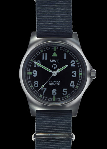 MWC G10 LM Stainless Steel Military Watch with Date Window and 12/24 Hour Dial Format