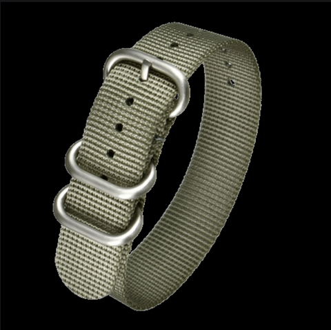 Retro Pattern 18mm Canvas Military Watch Strap in Admiralty Grey