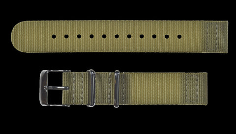 2 Piece 20mm "James Bond" Pattern NATO Military Watch Strap in Ballistic Nylon with Stainless Steel Fasteners