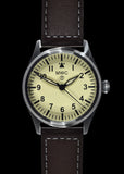 MWC Classic 40mm Cream Dial Stainless Steel Aviator Watch with Hybrid Movement and 100m Water Resistance