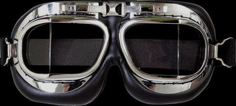 MWC WWII Pattern Chrome RAF Goggles - Ideal for Aviation, Open Top Cars and Motorcycle Use