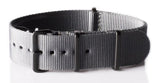 20mm Grey NATO Watch Strap with PVD Black Covert Buckles